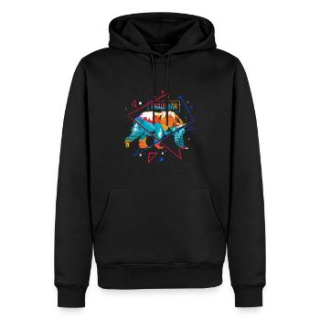 Flauschiger Grizzlybär Waldkönig - Männer Premium Bio Hoodie - Schwarz - Vorne - Nico (187cm)