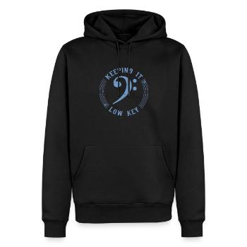 Bass Clef Blue - Symbole Musical Vintage - Sweat à capuche Premium bio Homme - noir - Devant - Nico (187cm)