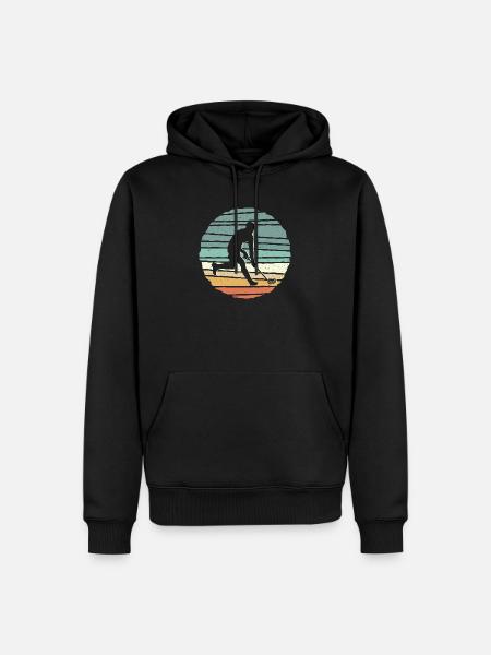 Floorball Floorballer Salibandy Vintage Unihockey - Männer Premium Bio Hoodie - Schwarz