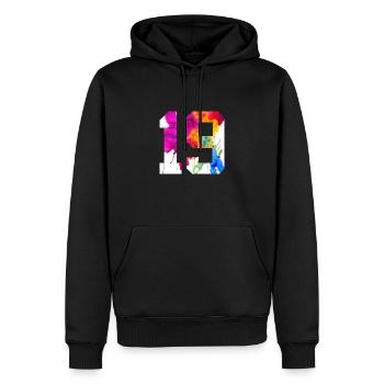 NUMMER 19 JAHRE ALT 19. GEBURTSTAG - Männer Premium Bio Hoodie - Schwarz - Vorne - Nico (187cm)