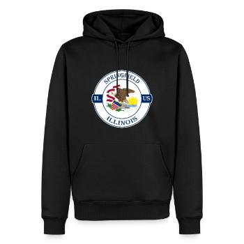 Springfield Illinois Flagge USA Souvenir Abzeichen - Männer Premium Bio Hoodie - Schwarz - Vorne - Nico (187cm)