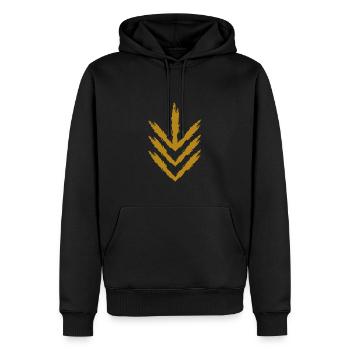 Pfeil nach unten Symbol Gold - Männer Premium Bio Hoodie - Schwarz - Vorne - Nico (187cm)