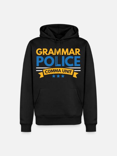 Grammatik-Polizei Komma-Einheit Englisch-Lehrer Sc - Männer Premium Bio Hoodie - Schwarz