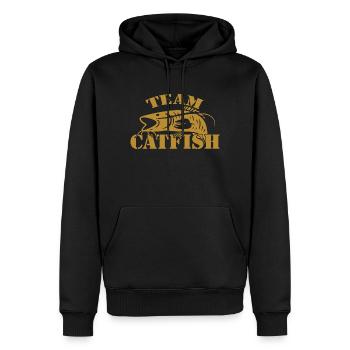 Pêcheur sportif de poisson-chat - Sweat à capuche Premium bio Homme - noir - Devant - Nico (187cm)