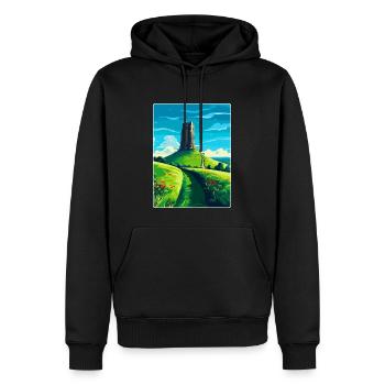 Glastonbury Tor England Uk Reise Poster Souvenir - Männer Premium Bio Hoodie - Schwarz - Vorne - Nico (187cm)