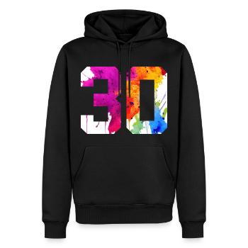 NUMMER 30 JAHRE ALT 30. GEBURTSTAG - Männer Premium Bio Hoodie - Schwarz - Vorne - Nico (187cm)