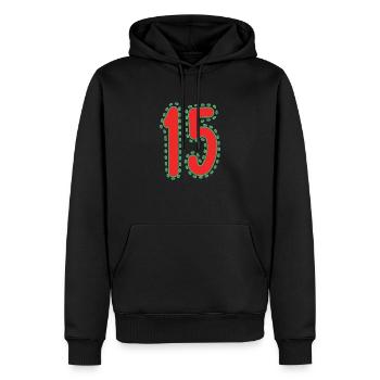 15. 15 ANS. 15e ANNIVERSAIRE. ANNIVERSAIRE 15 ANS. - Sweat à capuche Premium bio Homme - noir - Devant - Nico (187cm)