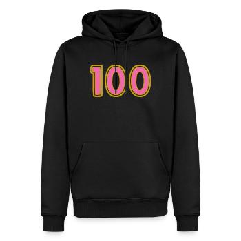 100. 100 ANS. 100e ANNIVERSAIRE. ANNIVERSAIRE 100 - Sweat à capuche Premium bio Homme - noir - Devant - Nico (187cm)