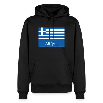Athen auf Griechisch geschrieben - Männer Premium Bio Hoodie - Schwarz - Vorne - Nico (187cm)