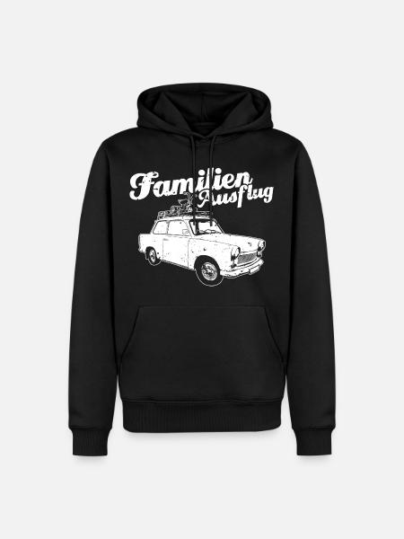 "Familienausflug" DDR Oldtimer Trabi-Motiv - Männer Premium Bio Hoodie - Schwarz