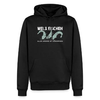 Wels angeln Waller fischen Team Waller - Männer Premium Bio Hoodie - Schwarz - Vorne - Nico (187cm)