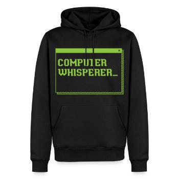 Computer-Flüsterer - Männer Premium Bio Hoodie - Schwarz - Vorne - Nico (187cm)