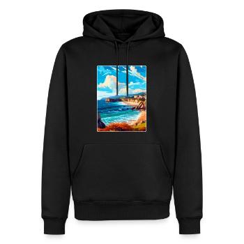 Cantabrie Espagne Affiche de voyage vintage Souvenir WPA - Sweat à capuche Premium bio Homme - noir - Devant - Nico (187cm)