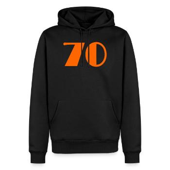 70. 70 JAHRE. 70-JÄHRIGES JUBILÄUM. GEBURTSTAG 70 JAHRE. - Männer Premium Bio Hoodie - Schwarz - Vorne - Nico (187cm)