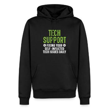 Keine Sorge, ich kenne mich mit Computern aus - Männer Premium Bio Hoodie - Schwarz - Vorne - Nico (187cm)
