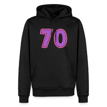 70. 70 ANS. 70e ANNIVERSAIRE. ANNIVERSAIRE 70 ANS. - Sweat à capuche Premium bio Homme - noir - Devant - Nico (187cm)