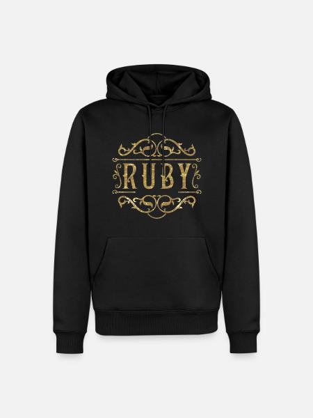 Ruby gold - Männer Premium Bio Hoodie - Schwarz