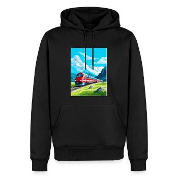 Glacier Express Schweiz Vintage Reiseplakat - Männer Premium Bio Hoodie - Schwarz - Vorne - Nico (187cm)