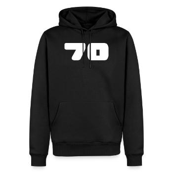 70. 70 JAHRE. 70-JÄHRIGES JUBILÄUM. GEBURTSTAG 70 JAHRE. - Männer Premium Bio Hoodie - Schwarz - Vorne - Nico (187cm)