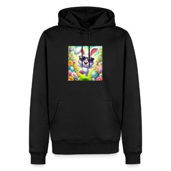Fröhlicher Osterhase - Männer Premium Bio Hoodie - Schwarz - Vorne - Nico (187cm)