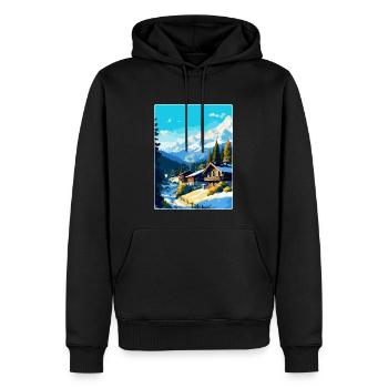 Megève France Affiche de voyage vintage WPA Souvenir - Sweat à capuche Premium bio Homme - noir - Devant - Nico (187cm)