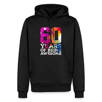 60 YEARS OF BEING AWESOME 60. GEBURTSTAG - Männer Premium Bio Hoodie - Schwarz - Vorne - Nico (187cm)