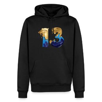 NR. 13 NUMMER 13 COOL 13. GEBURTSTAG - Männer Premium Bio Hoodie - Schwarz - Vorne - Nico (187cm)