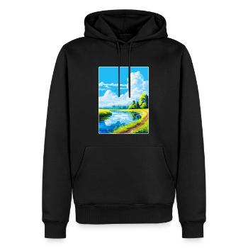 Donau Auen Deutschland Vintage Reiseplakat Souvenir - Männer Premium Bio Hoodie - Schwarz - Vorne - Nico (187cm)