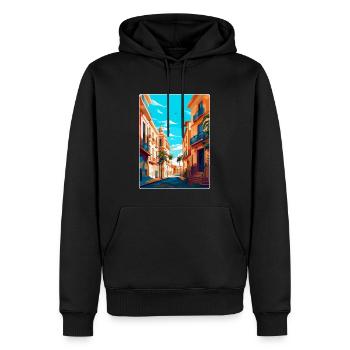 Valencia Spanien Vintage Reiseplakat Souvenir WPA - Männer Premium Bio Hoodie - Schwarz - Vorne - Nico (187cm)