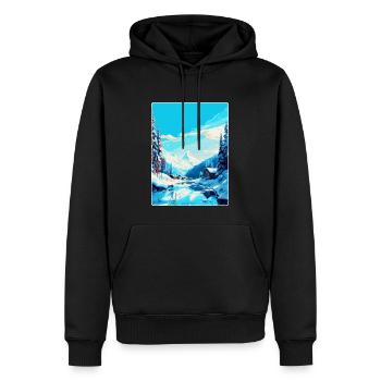 Val D Isère France Affiche de voyage vintage souvenir - Sweat à capuche Premium bio Homme - noir - Devant - Nico (187cm)