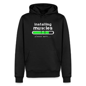 Aufbau von Muskeln - Männer Premium Bio Hoodie - Schwarz - Vorne - Nico (187cm)