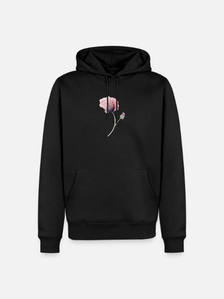 Blume - Männer Premium Bio Hoodie - Schwarz