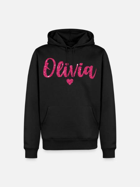 Olivia Herz Pink - Männer Premium Bio Hoodie - Schwarz