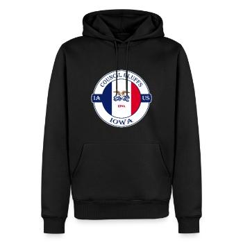 Council Bluffs Iowa Flagge USA Reise Souvenir Abzeichen - Männer Premium Bio Hoodie - Schwarz - Vorne - Nico (187cm)