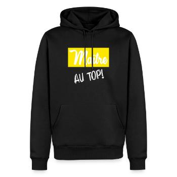 MEISTER. MEISTER. HUMOR - Männer Premium Bio Hoodie - Schwarz - Vorne - Nico (187cm)