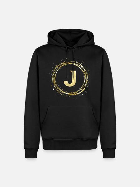 J - Männer Premium Bio Hoodie - Schwarz