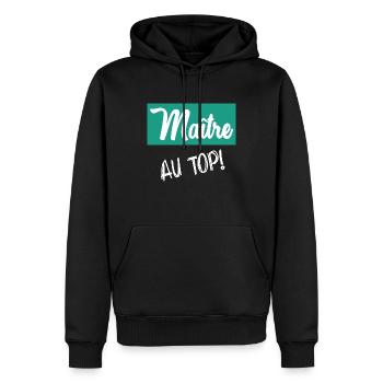 MEISTER. MEISTER - Männer Premium Bio Hoodie - Schwarz - Vorne - Nico (187cm)