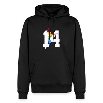 NUMMER 14 BASKETBALL 14. GEBURTSTAG - Männer Premium Bio Hoodie - Schwarz - Vorne - Nico (187cm)