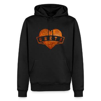 Greta - Männer Premium Bio Hoodie - Schwarz - Vorne - Nico (187cm)