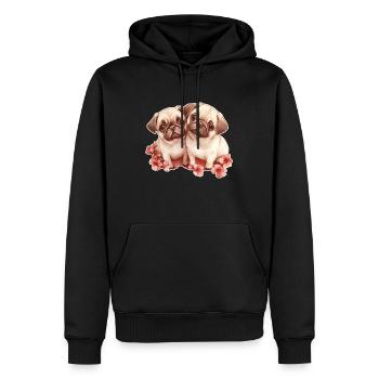 Mops - Männer Premium Bio Hoodie - Schwarz - Vorne - Nico (187cm)