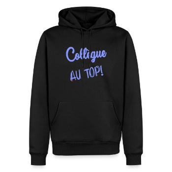 COLLEGUE. DEPART. RETRAITE. EMPLOI. HUMOUR - Sweat à capuche Premium bio Homme - noir - Devant - Nico (187cm)