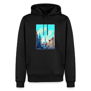 Brussels Belgium Vintage Travel Poster Souvenir - Men’s Premium Organic Hoodie - black - Front - Nico (187cm)