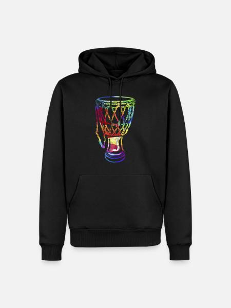 Pulsierende Djembe Trommelmusik - Männer Premium Bio Hoodie - Schwarz
