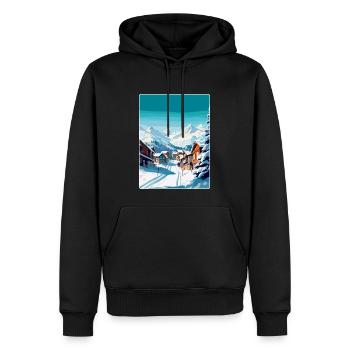Val Thorens Frankreich Vintage Reiseplakat Souvenir - Männer Premium Bio Hoodie - Schwarz - Vorne - Nico (187cm)