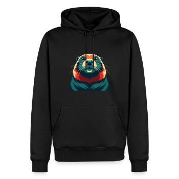 Biber Cartoon Figur Buntes Haustier Tier - Männer Premium Bio Hoodie - Schwarz - Vorne - Nico (187cm)