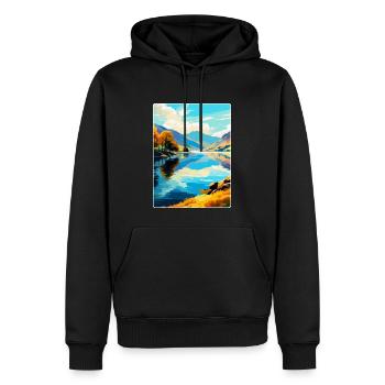 Ullswater Lake District Travel Poster Souvenir WPA - Men’s Premium Organic Hoodie - black - Front - Nico (187cm)