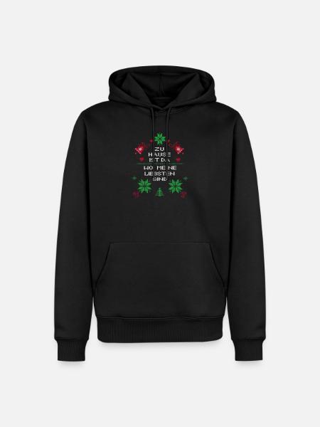 Weihnachten zu Hause ist da wo meine Liebsten sind - Männer Premium Bio Hoodie - Schwarz