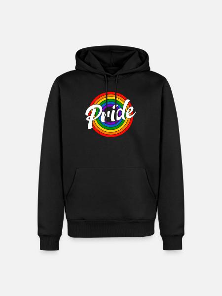 Pride Retro Regenbogen - Männer Premium Bio Hoodie - Schwarz