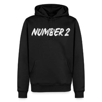 Number 2 - zwei - zweiter - zweite - 2 - Nummer 2 - Männer Premium Bio Hoodie - Schwarz - Vorne - Nico (187cm)