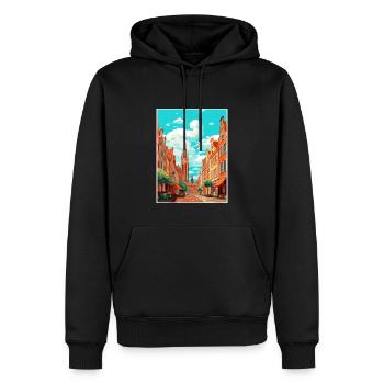 Danzig Polnische Ostseeküste Polen Reiseplakat - Männer Premium Bio Hoodie - Schwarz - Vorne - Nico (187cm)